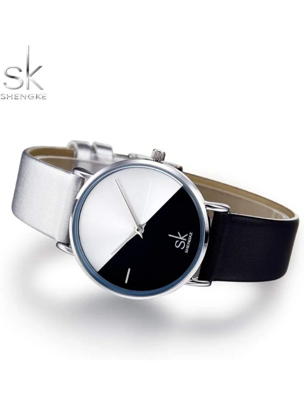 Women's Black & White Creative Simplicity Genuine Leather Elegant Wrist Watches